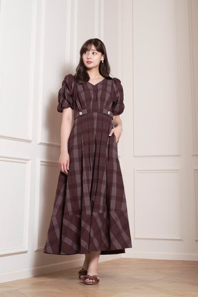 Checked Jacquard Volume Sleeve Dress