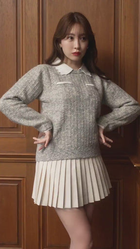 Petal-Edge Collar Knit Top