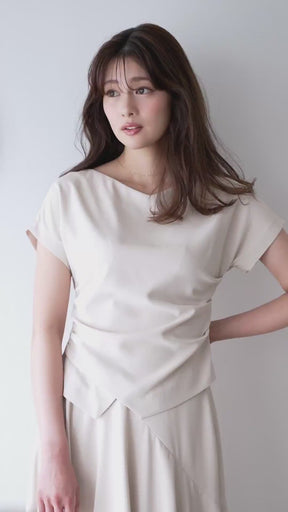 【7月中旬発送】［Essentia］Asymmetric-Hem Long Skirt