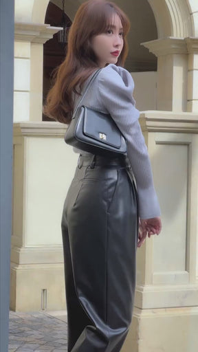 Vegan Leather Tapered Pants