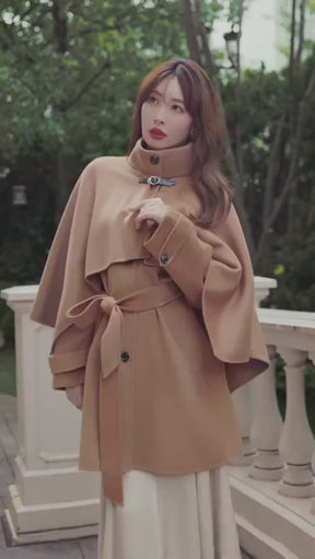 【10月下旬発送】Wool Rever Layered Cape Coat