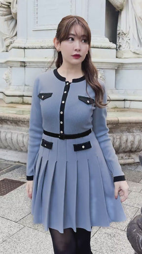 【2月上旬發送】【oxford blue】Gabrielle Belted Knit Dress