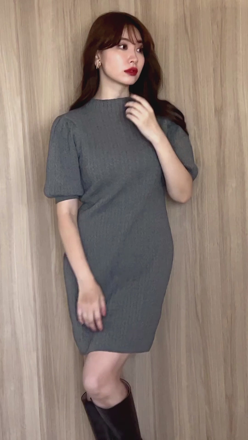 her lip to  Wrap-Effect Knit Dress ブラウンS