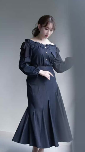 Side-Ribbon Denim Top