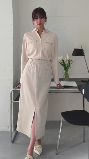 ［Essentia］Front Slit Long Skirt		