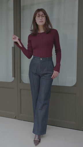 【9月下旬発送】［Essentia］Essential Rib Knit Top