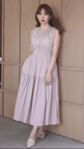 Viera Pintuck Tiered Dress