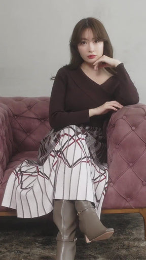 Layered Checked Knit Dress