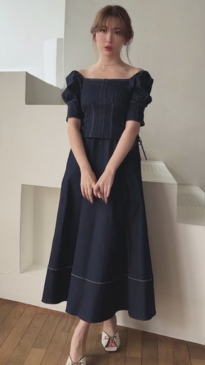 [Shipped in early April] Eze Puff-Sleeve Denim Dress