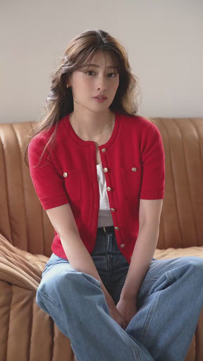 ［Essentia］Gold Button Knit Cardigan