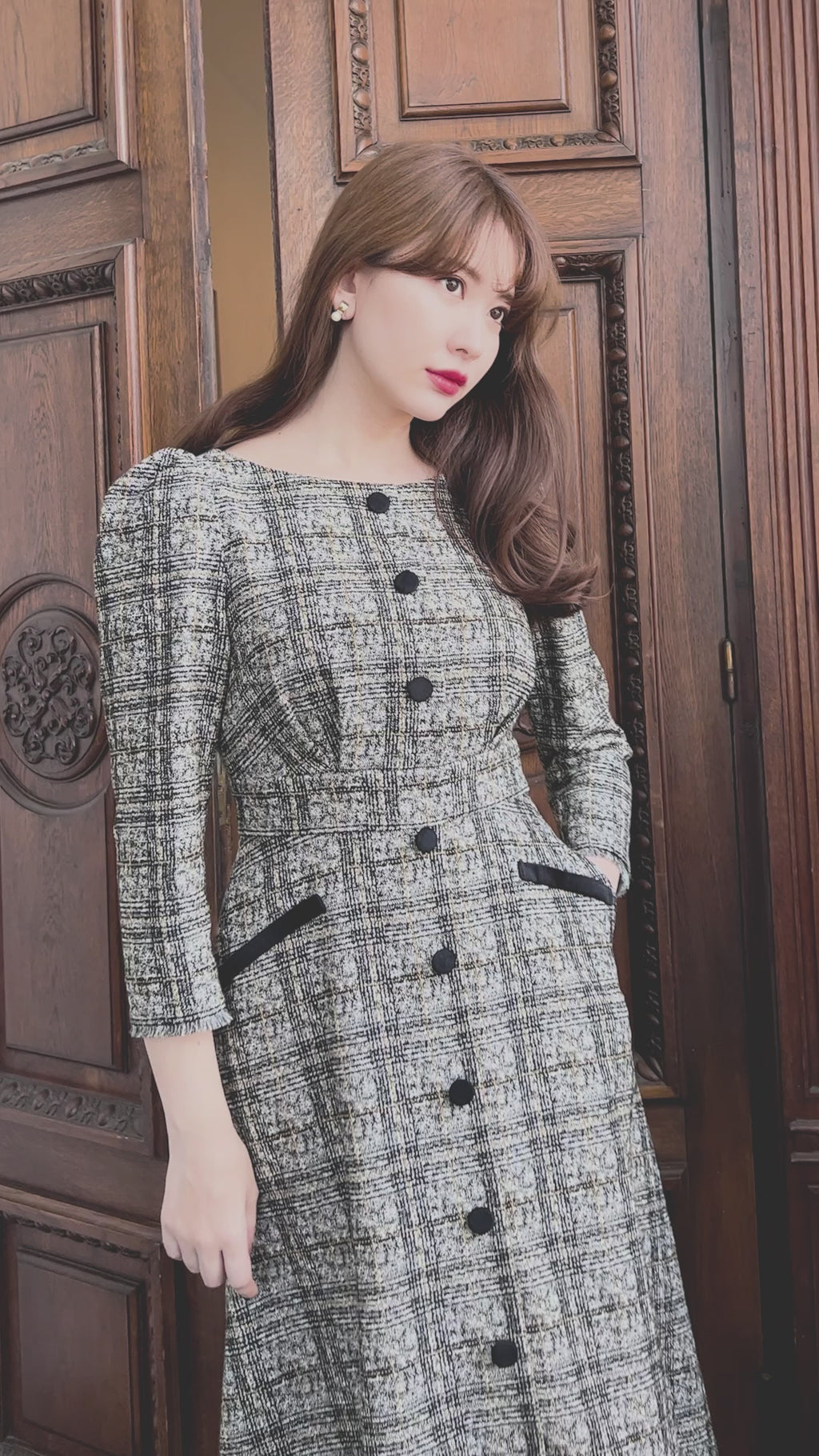 herlipto Classic Tweed Midi Dress - ロングワンピース/マキシワンピース