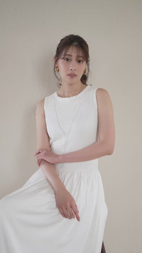［Essentia］Eyelet Knit Docking Dress