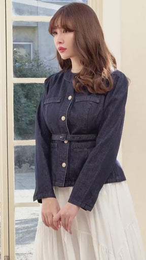 [Shipped in late February] New Classic Belted Denim Jacket
