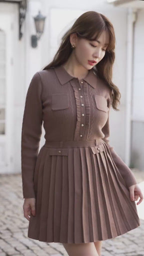 Margot Pleated Knit Mini Dress