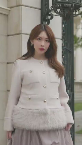 Joana Faux Fur-Hem Wool Coat