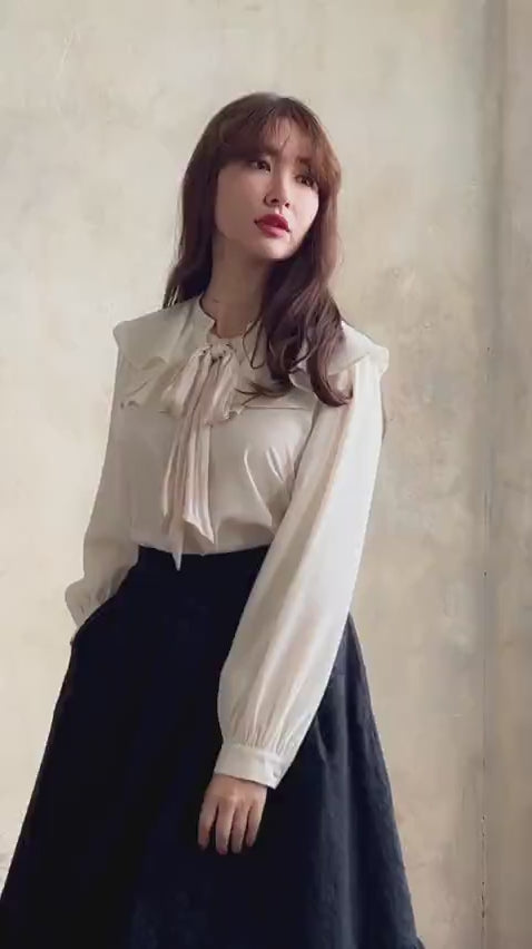 Ruffled Pussy Bow Blouse