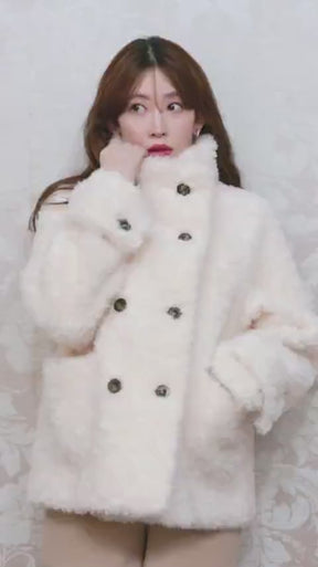 Penelope Faux Fur Double-Breasted Coat