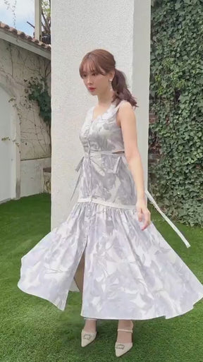 Floral Cut-Out Long Dress