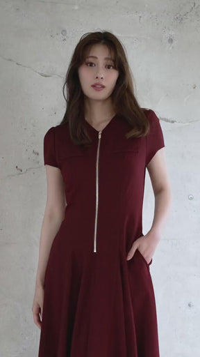 ［Essentia］Front Zip Long Dress