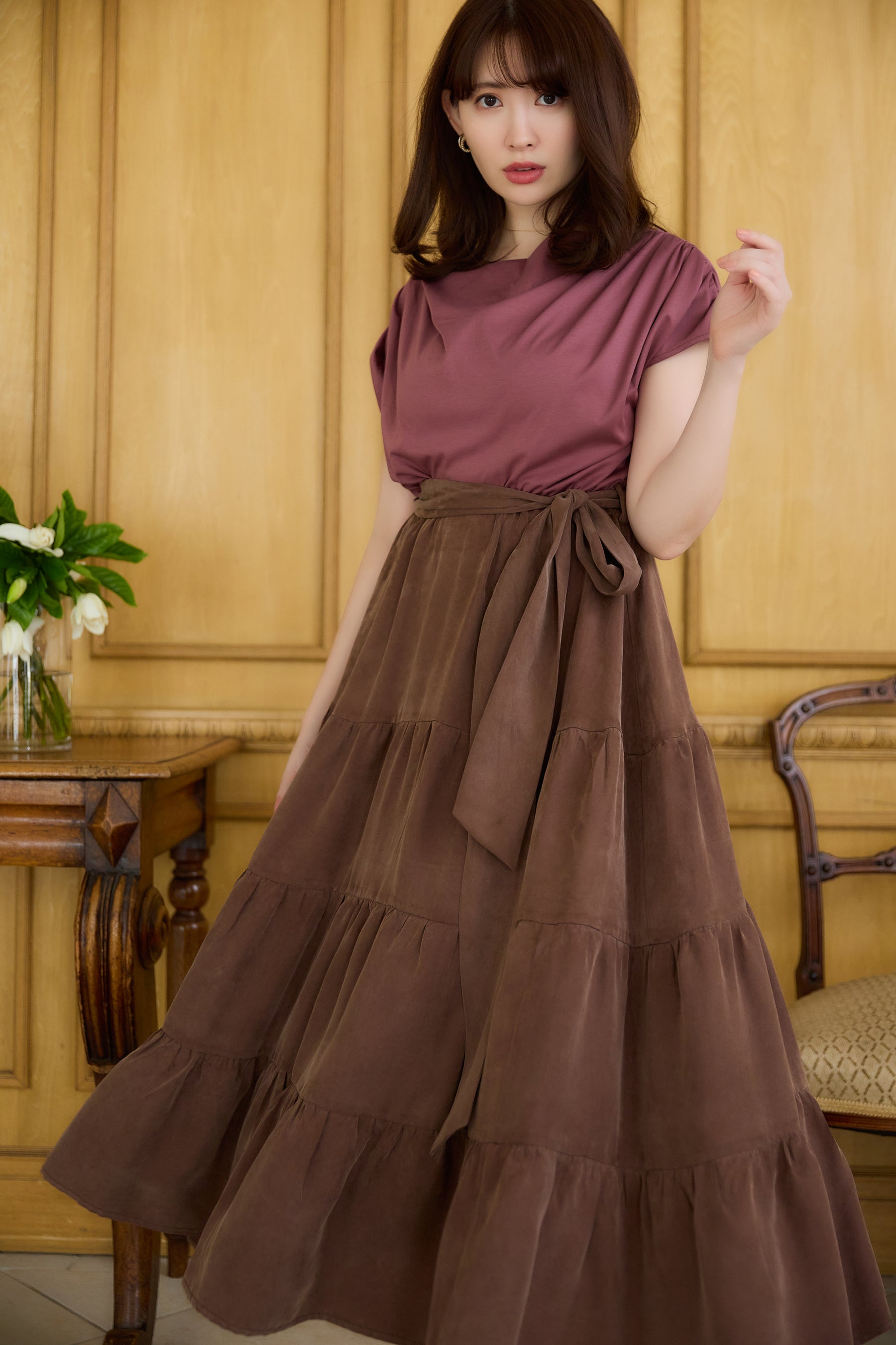 herlipto Two-Tone Drape Dress M（Herlipto Two-Tone Drape Dress）