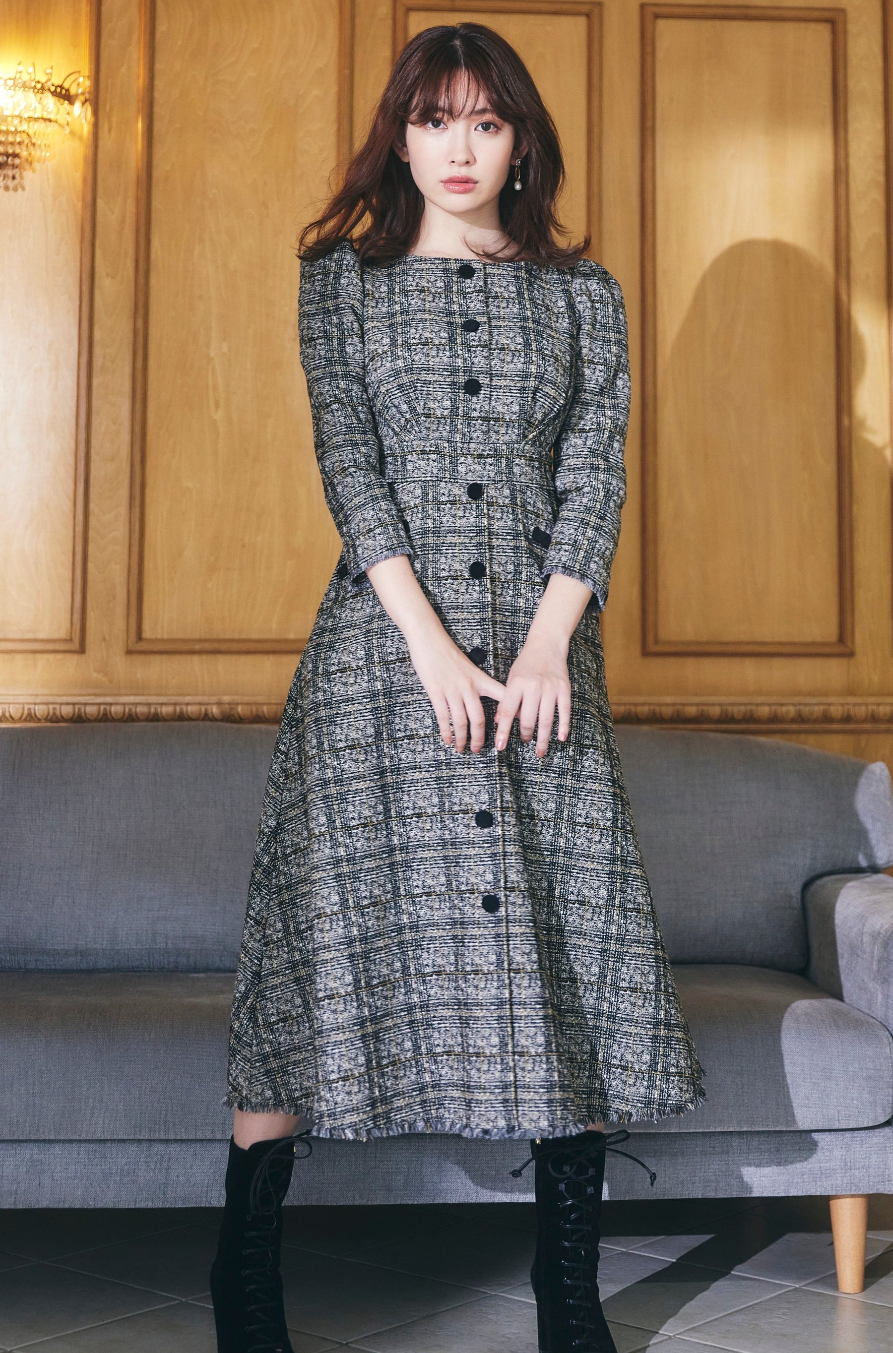 herlipto Classic Tweed Midi Dress Mサイズワンピース