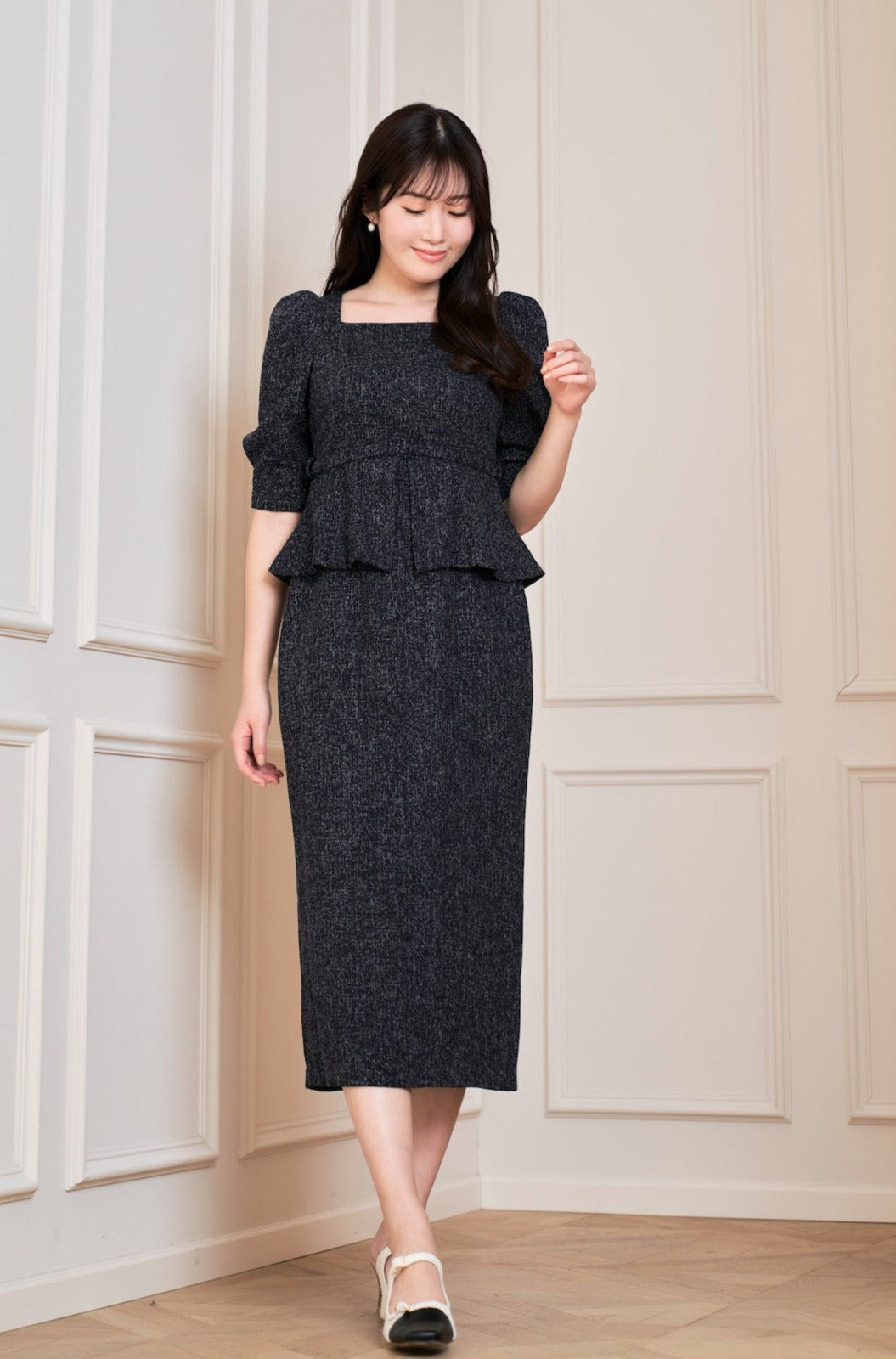 Her lip to Allure Tweed Midi Dress - ロングワンピース