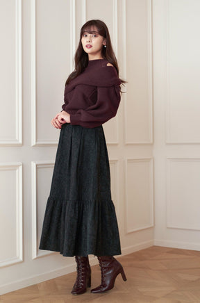 Floral Jacquard Volume Skirt