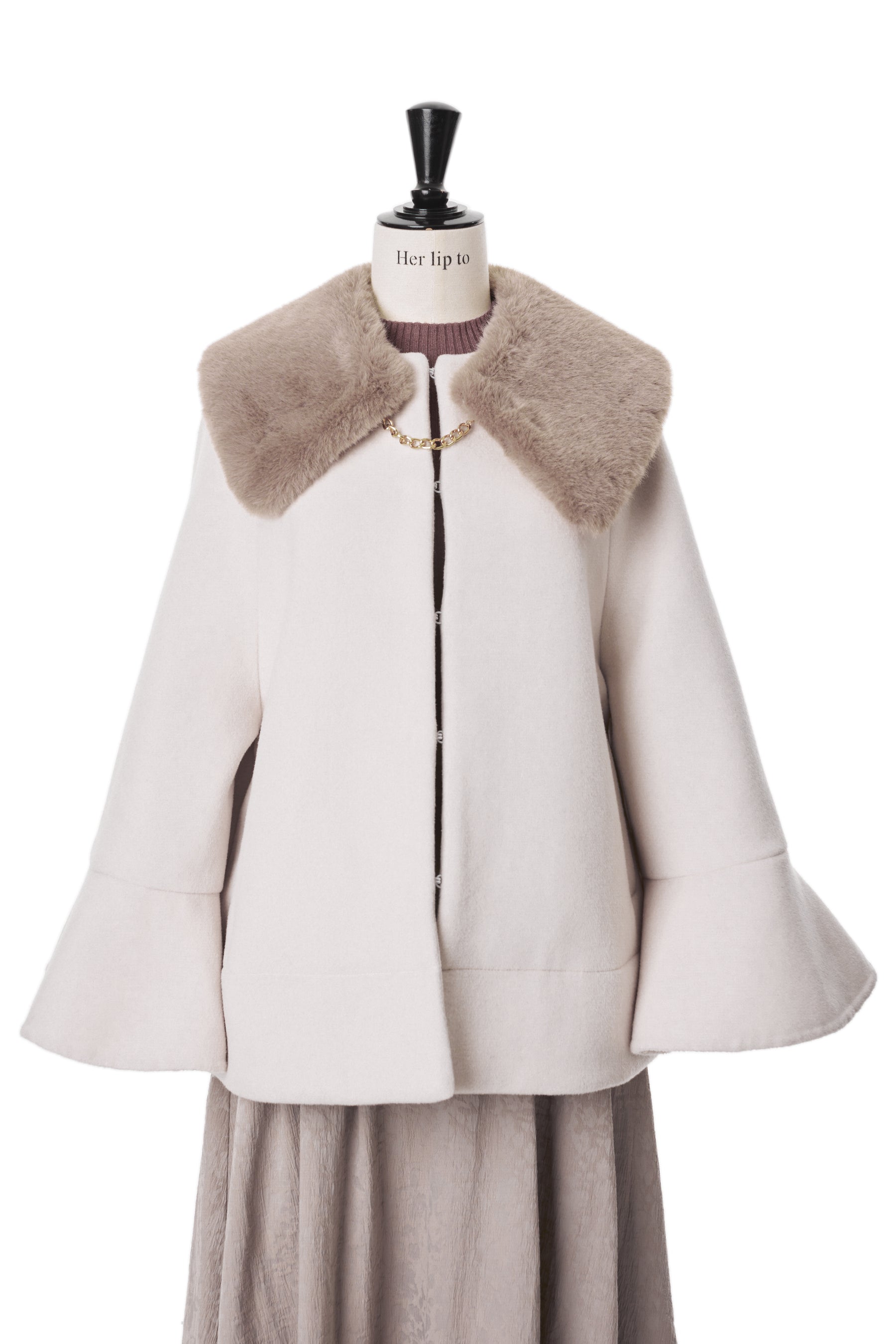 herliptoConvertible Faux Fur Tippet Coat