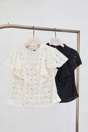 Floral Lace Ruffled Top