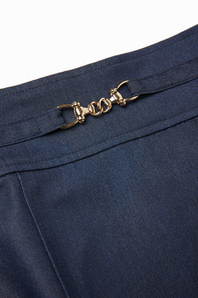 Pleated Denim-Effect Bit Skirt