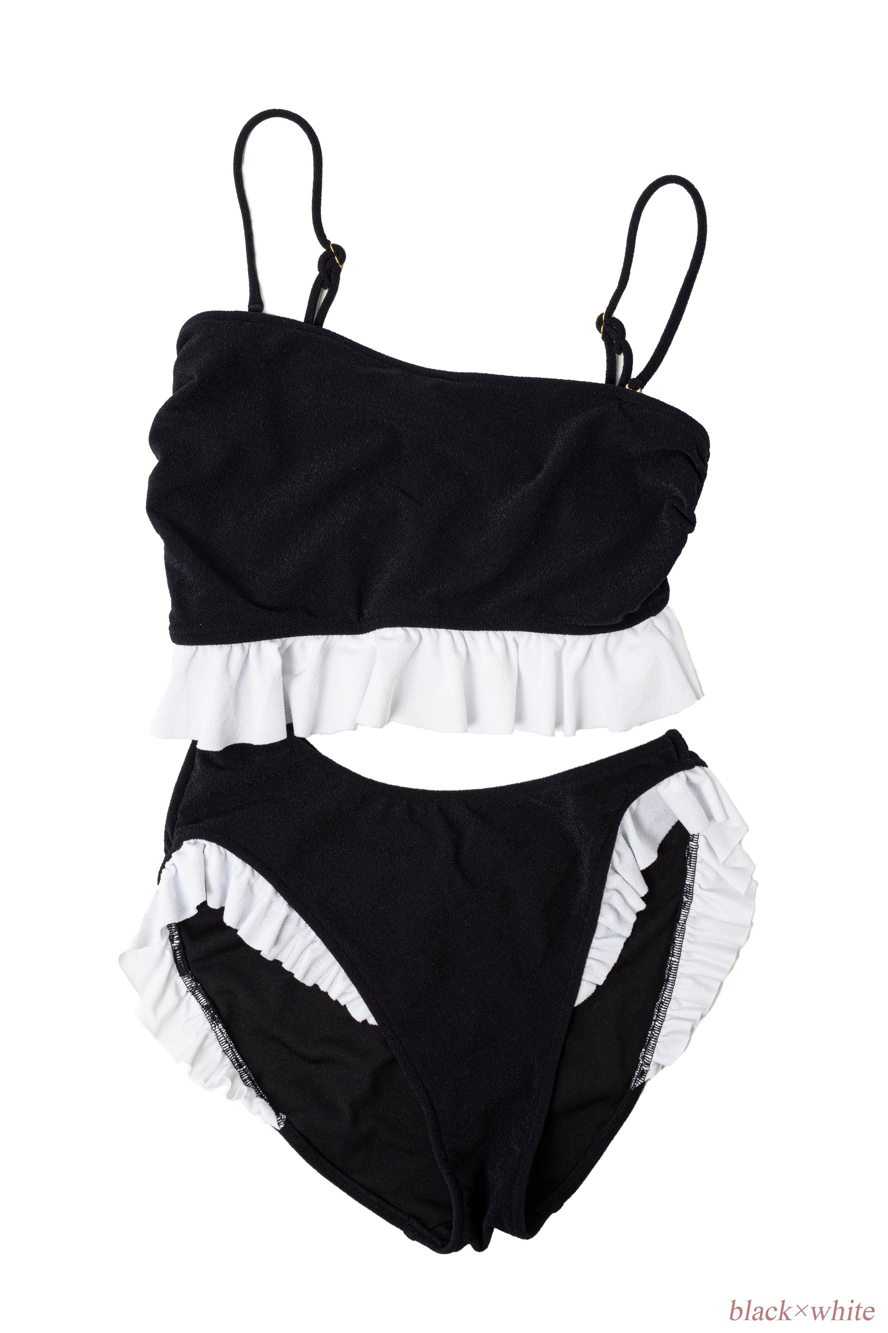 her lip to Double Bow One Piece BLACK-