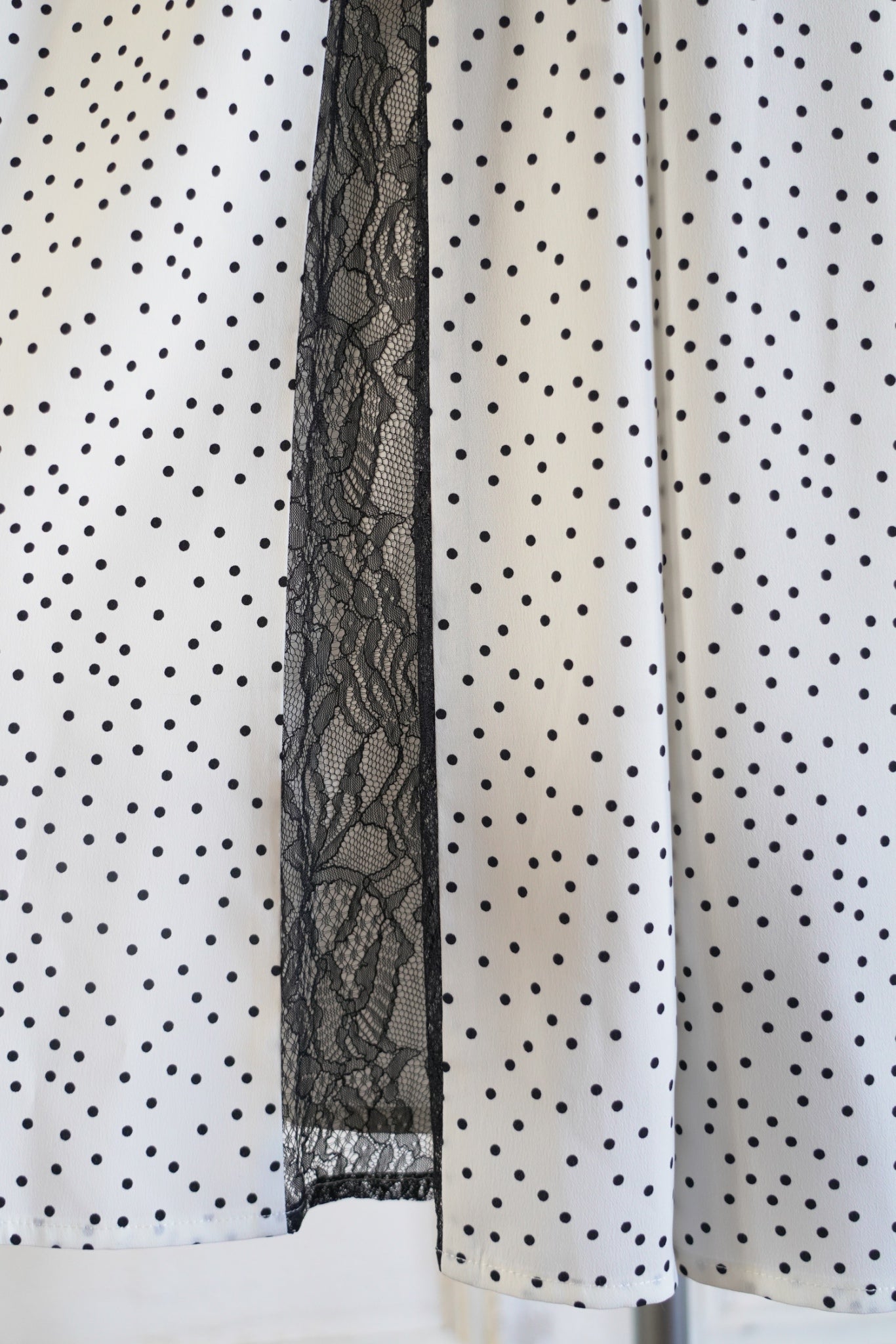 Lace-Trimmed Pin Dot Dress