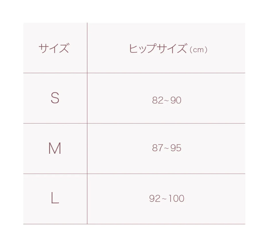 ショーツのサイズ表